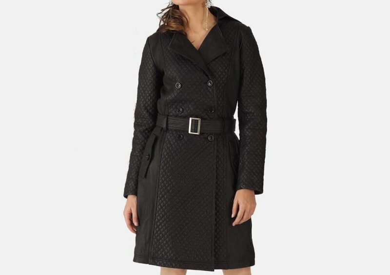 Arctic Black Leather Trench