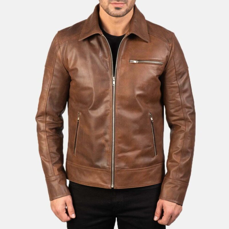 Lavendard Brown Leather Biker