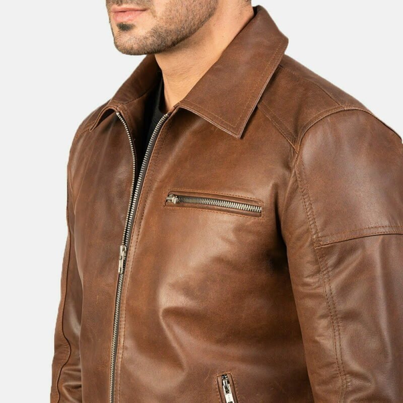 Lavendard Brown Leather Biker