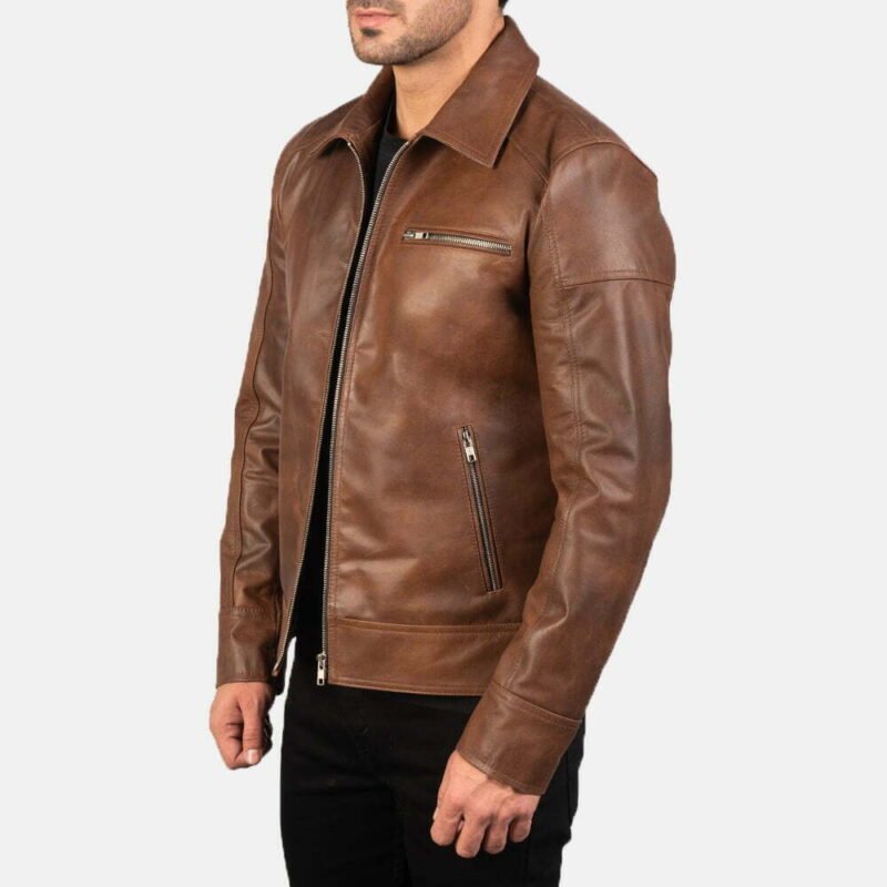 Lavendard Brown Leather Biker