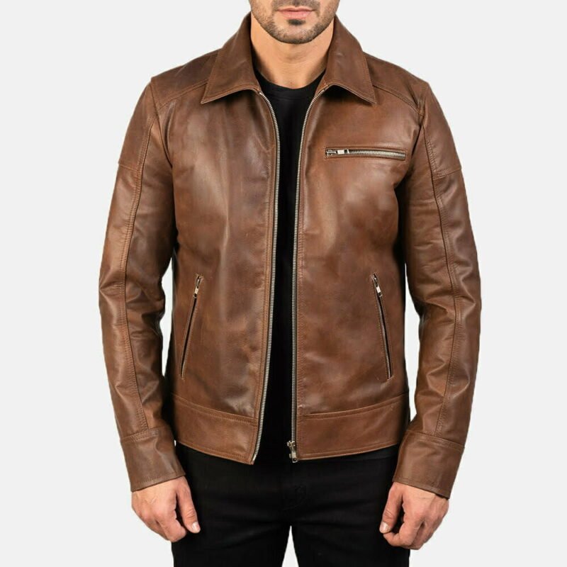 Lavendard Brown Leather Biker