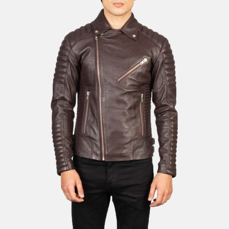 Armand Maroon Leather Biker