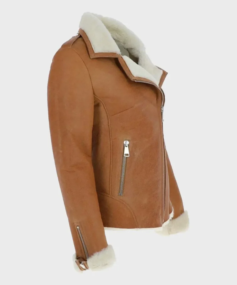 Womens Tan Brown Shearling