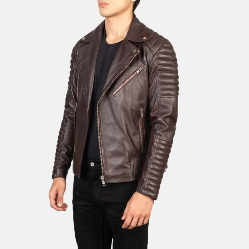 Armand Maroon Leather Biker