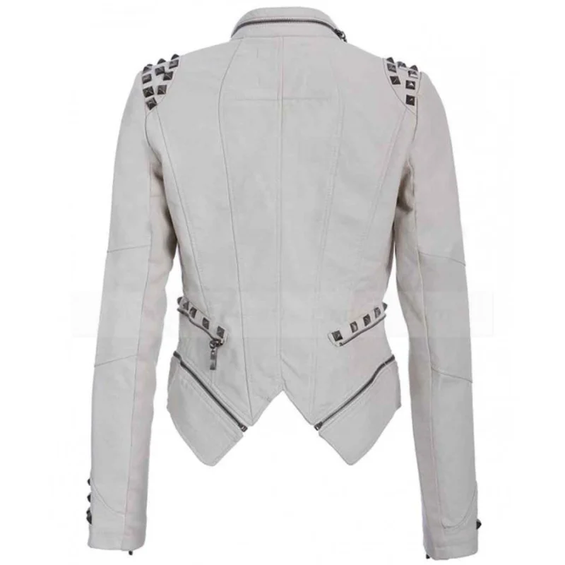 Womens White Studded Punk