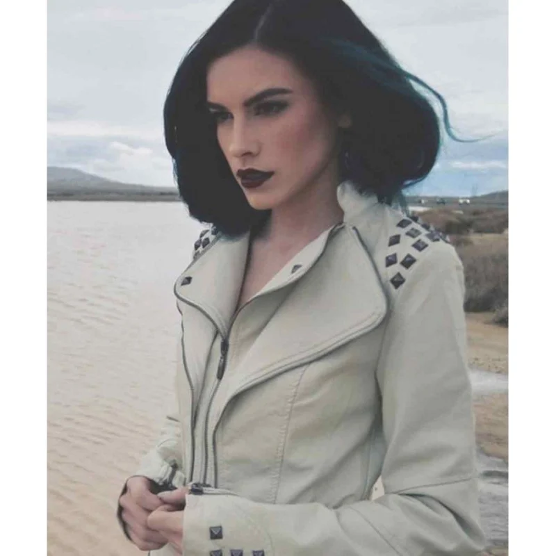 Womens White Studded Punk