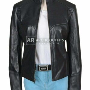 Celica Batgirl Cosplay Black Leather Biker Jacket