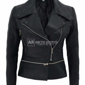 Zipper Black Leather Biker Jacket