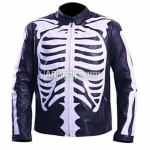 Melvin Halloween Cosplay Skeleton Black Leather Jacket