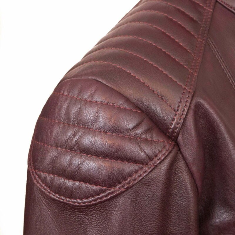 Lady Maroon Biker's Leather Jacket