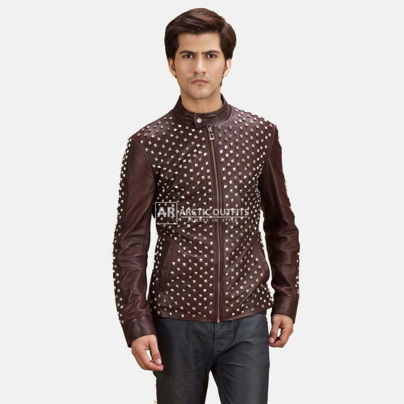 Blix Bono Maroon Leather Biker Jacket