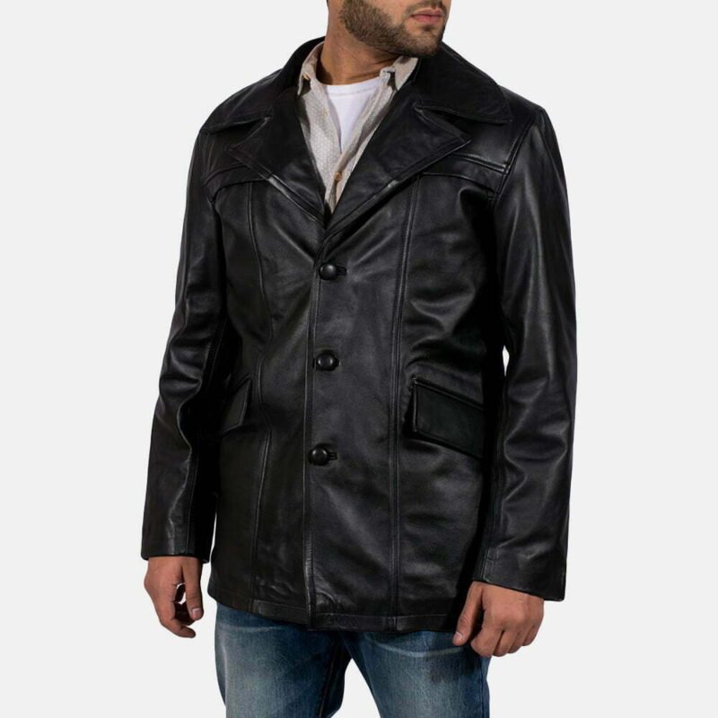 Brawn Ton Black Leather Coat - Image 7