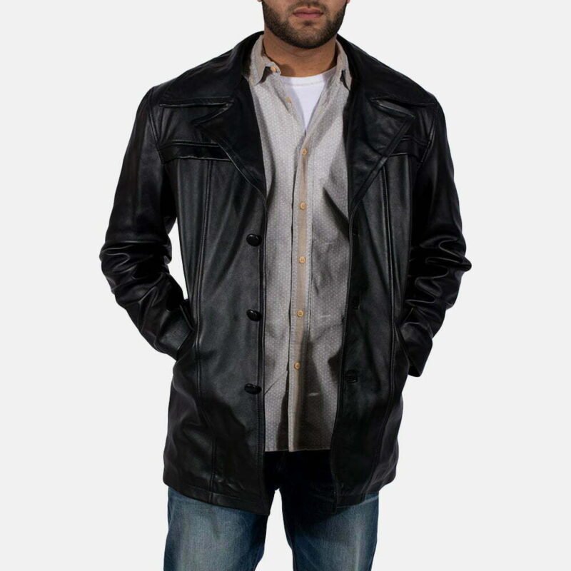 Brawn Ton Black Leather Coat - Image 3