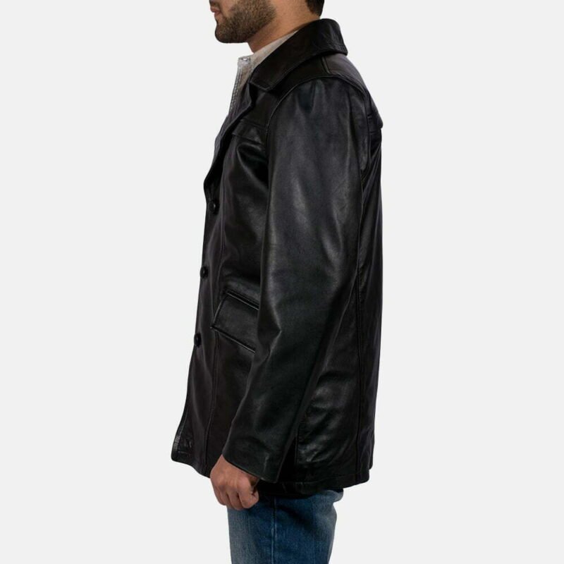 Brawn Ton Black Leather Coat - Image 4