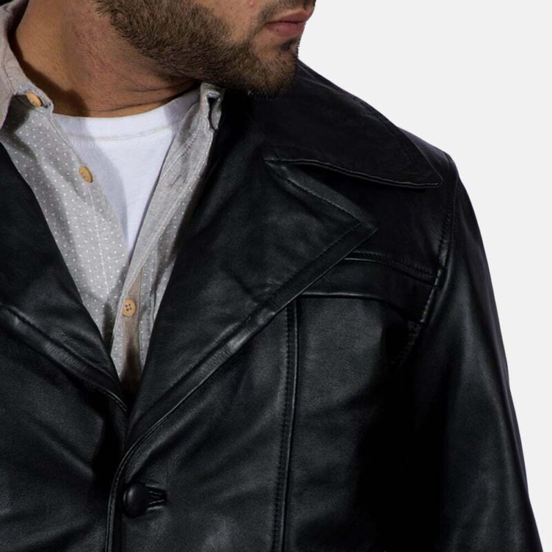 Brawn Ton Black Leather Coat - Image 6