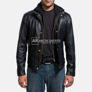 Black Leather Bomber Jacket