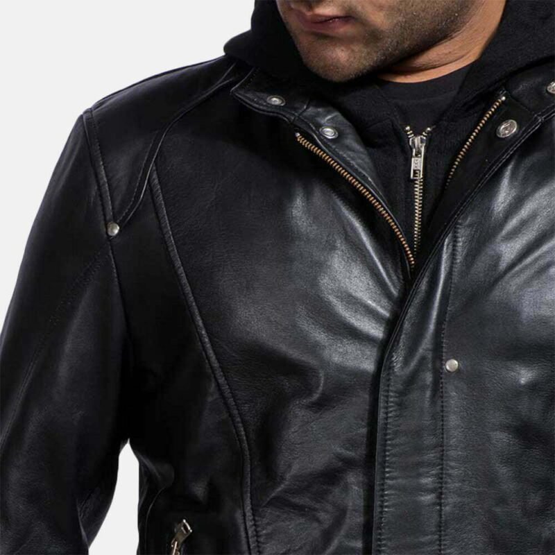 Black Leather Bomber Jacket
