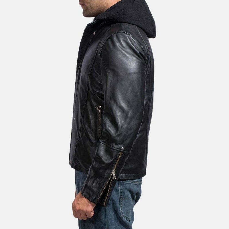 Black Leather Bomber Jacket