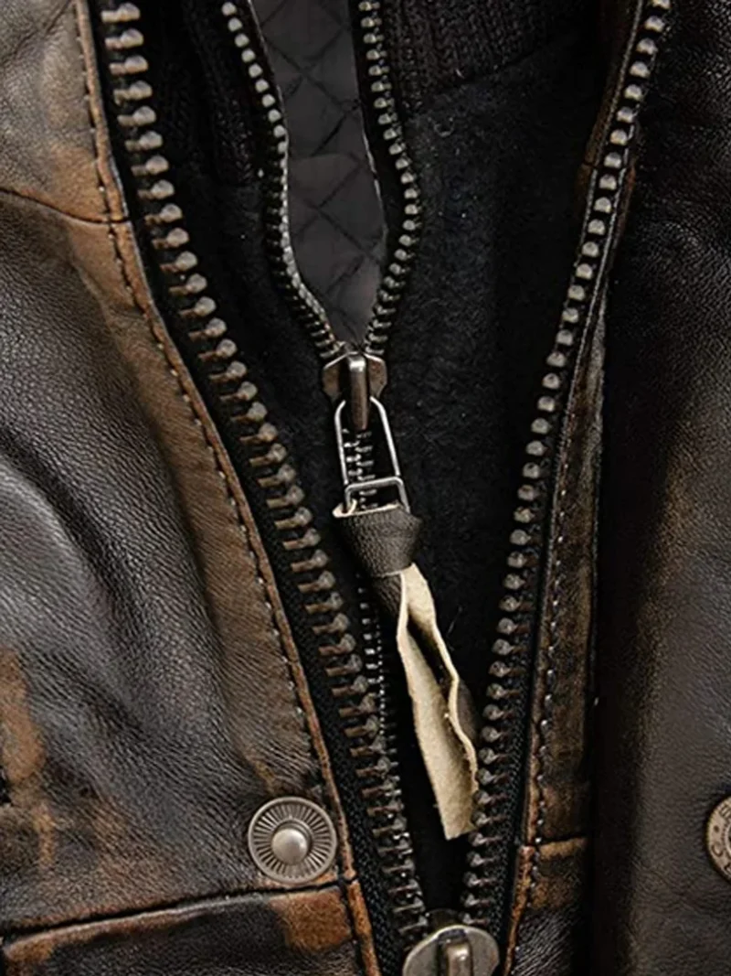 Cyclone Café Racer Distressed Vintage Leather Biker Jacket