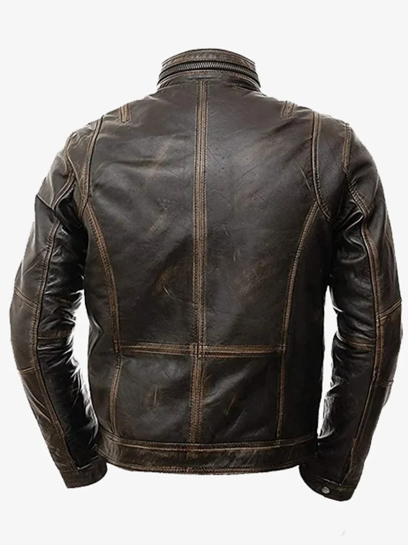 Cyclone Café Racer Distressed Vintage Leather Biker Jacket