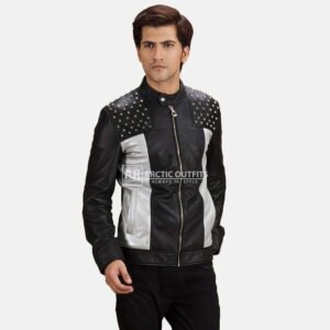 Men's Studded Leather Biker Jacket