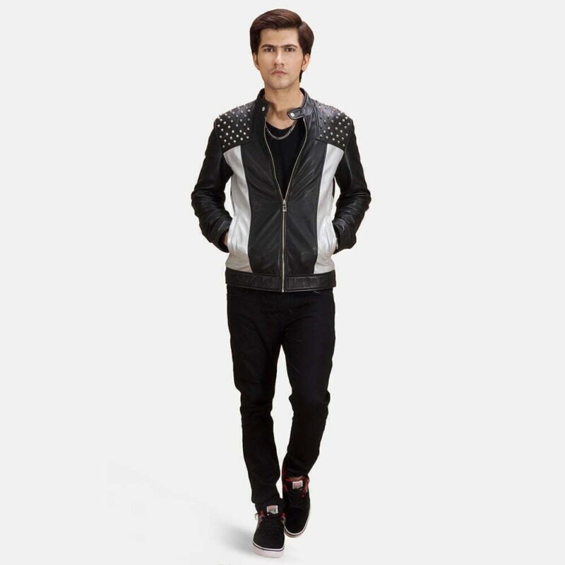 Men's Studded Leather Biker Jacket