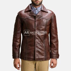 Men's Vincent Alley Brown Leather Blazer Jacket