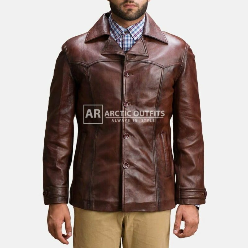 Men's Vincent Alley Brown Leather Blazer Jacket
