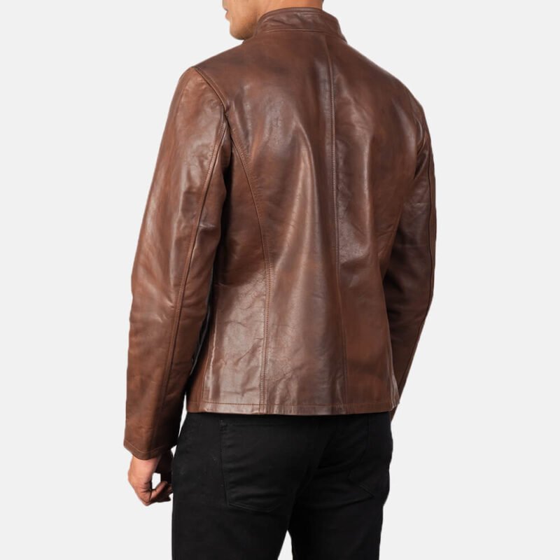 Brown Leather Biker Jacket