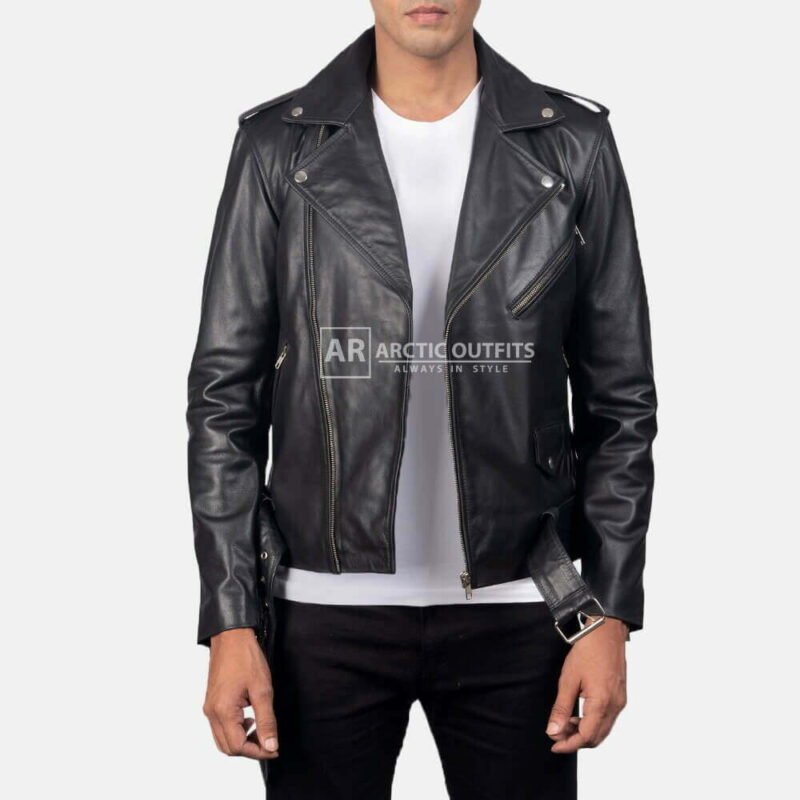 Apex Black Leather Biker Jacket