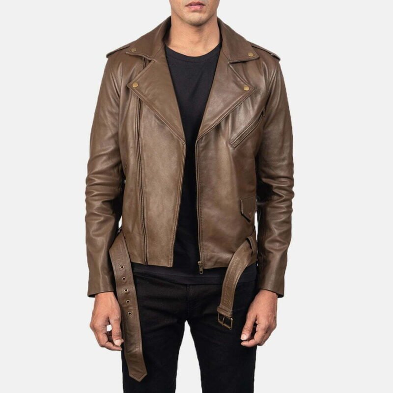 Allaric Alley Mocha Brown Leather Biker Jacket