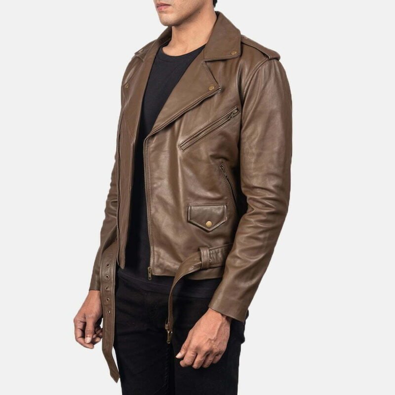 Allaric Alley Mocha Brown Leather Biker Jacket