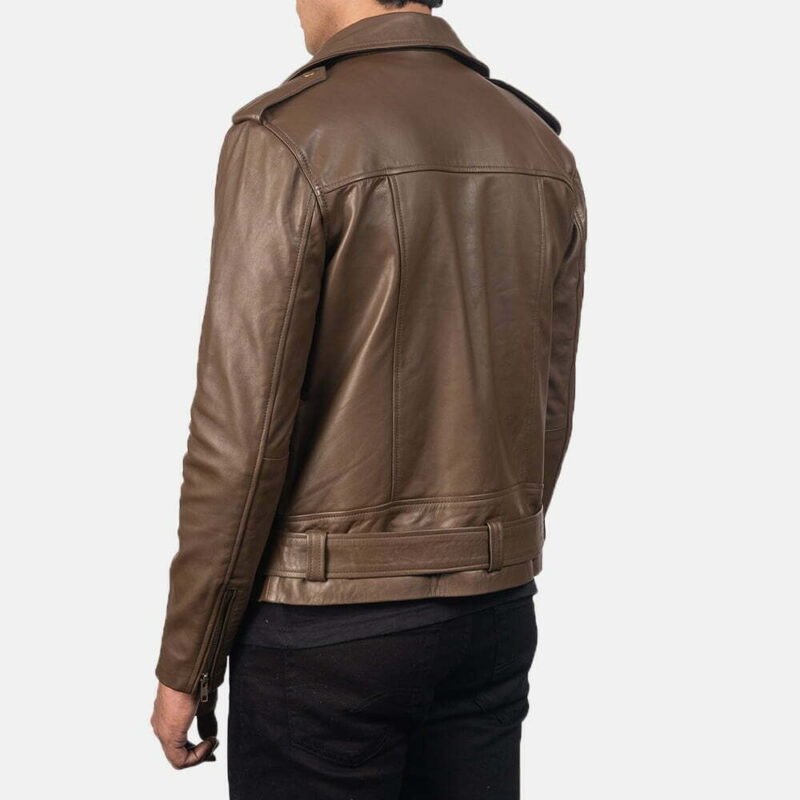Allaric Alley Mocha Brown Leather Biker Jacket