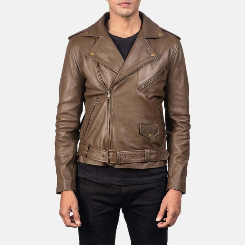 Allaric Alley Mocha Brown Leather Biker Jacket