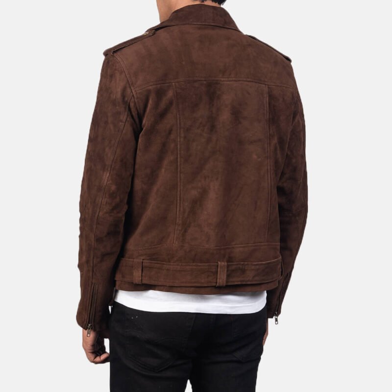 Suede Blouson Brown Leather Biker Jacket