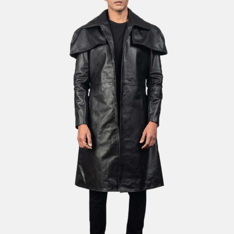 Classic Black Leather Duster - Image 2