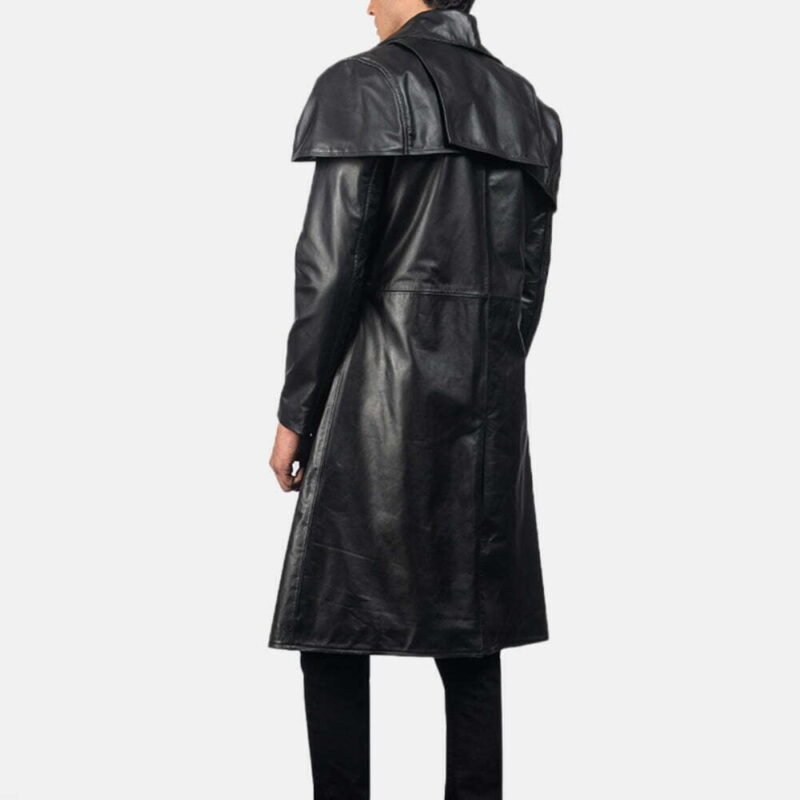 Classic Black Leather Duster - Image 4