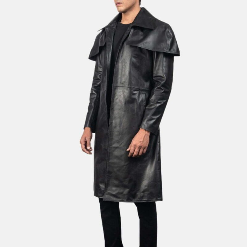 Classic Black Leather Duster - Image 3