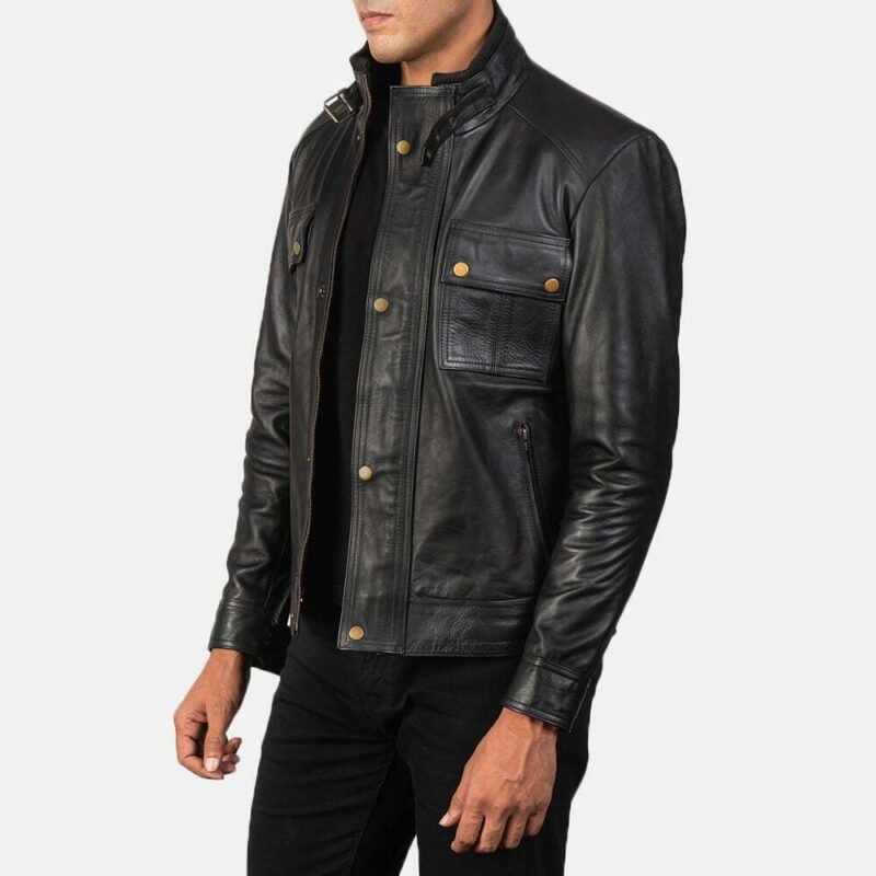 Darren Black Leather Biker Jacket