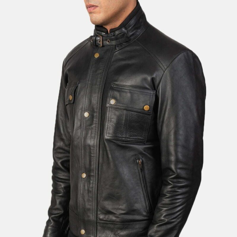 Darren Black Leather Biker Jacket
