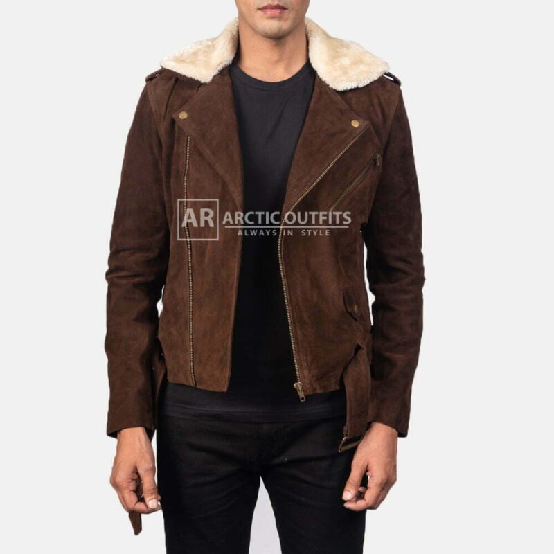 Furton Mocha Suede Leather Biker Jacket