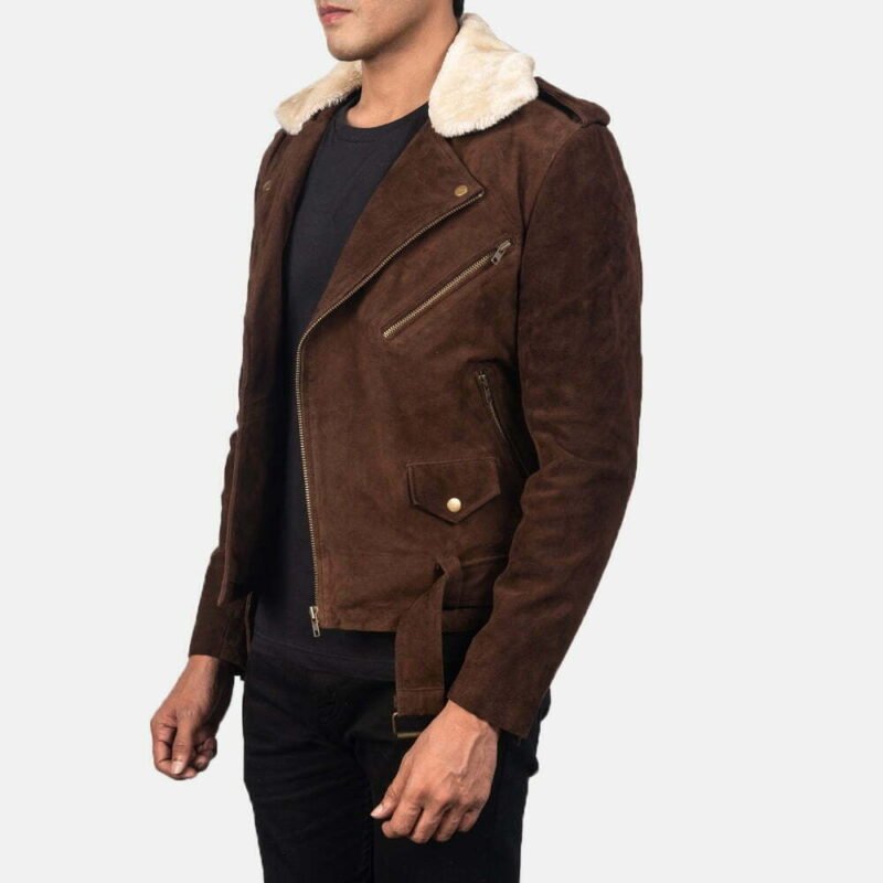Furton Mocha Suede Leather Biker Jacket