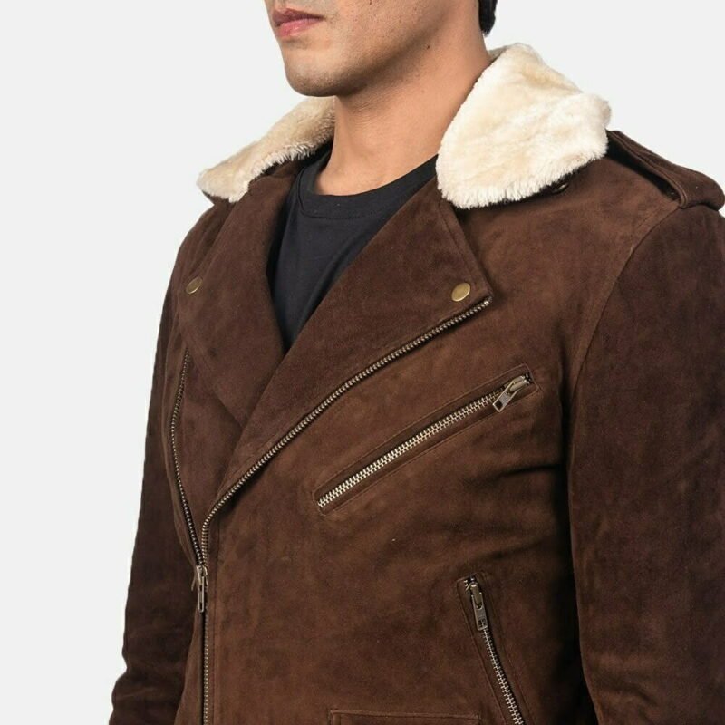 Furton Mocha Suede Leather Biker Jacket