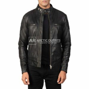 Men's Gatsby Black Leather Biker Jacket