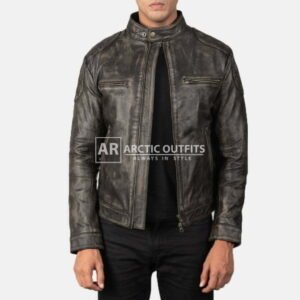 Distressed Brown Leather Jacket