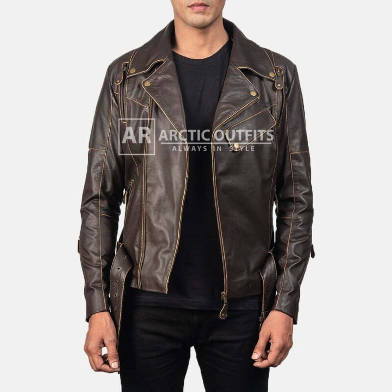 Vincent Brown Leather Biker Jacket