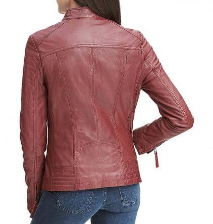 Lilly Bomber Red Leather Jacket