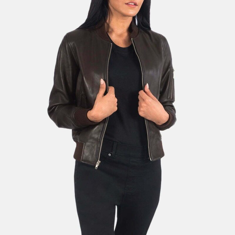 Ave Ma-1 Brown Leather Bomber Jacket - Image 5