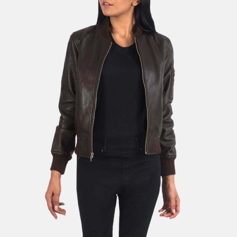 Ave Ma-1 Brown Leather Bomber Jacket - Image 3