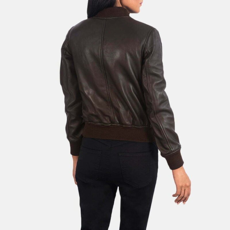 Ave Ma-1 Brown Leather Bomber Jacket - Image 4